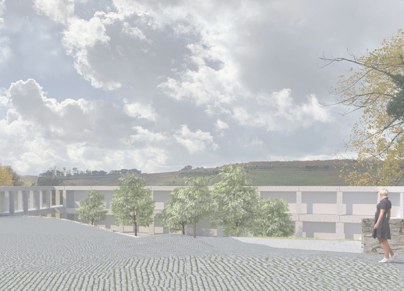 Panoramic Views Framed by Exposed Concrete and Green Roofs in Vineyard Hospitality  