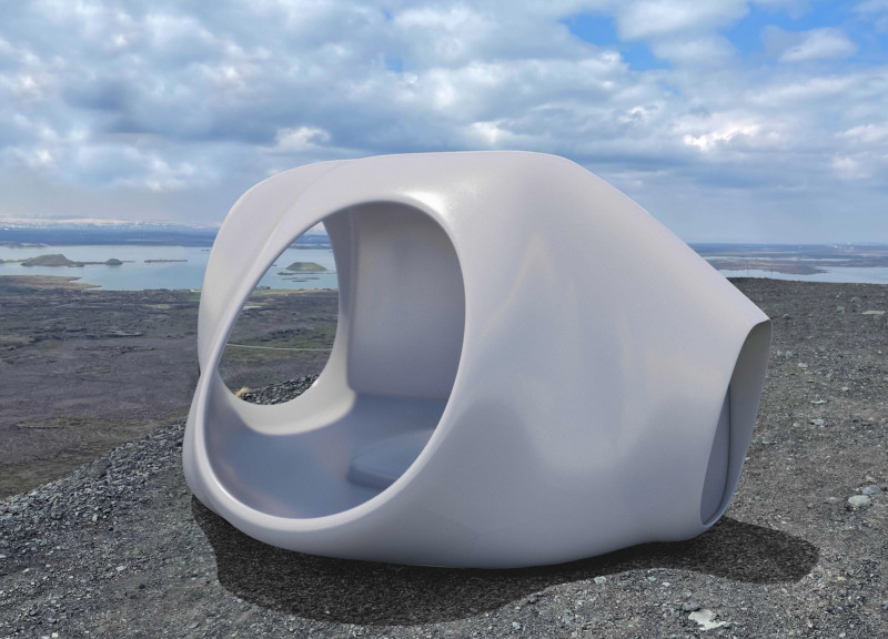 Curvilinear Structure Embracing Natural Stone and Concrete For Community Gathering Space