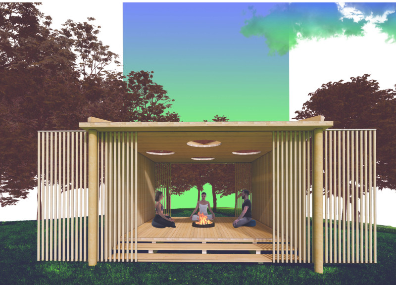 Meditation Retreat Featuring Cross-Laminated Timber and Charred Wood Shingles Integrating with Forest Landscape