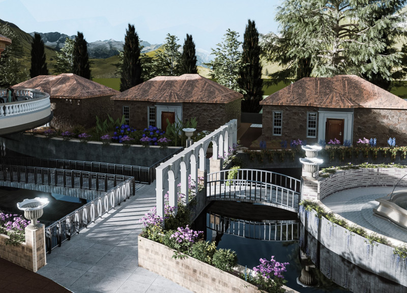 Volcanic Stone Guest Homes Framed by Roman Columns in the Heart of Umbria  
