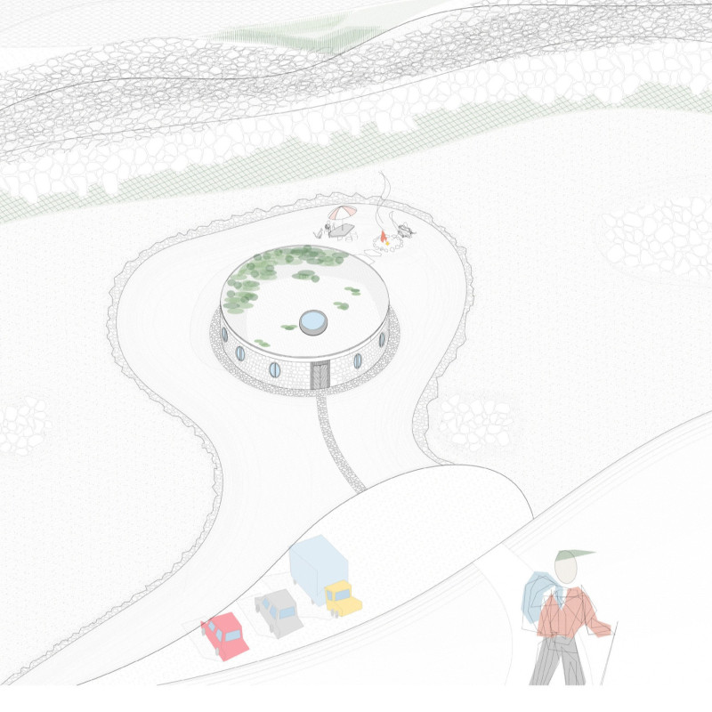 Terracotta-Clad Exhibition Space and Community Center Embracing Volcanic Landscape with Locally Sourced Materials