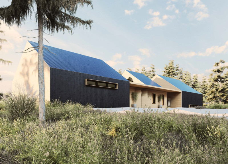 Timber House with Sloped Roof Integrating Natural Stone and Expansive Glass in Coastal Setting