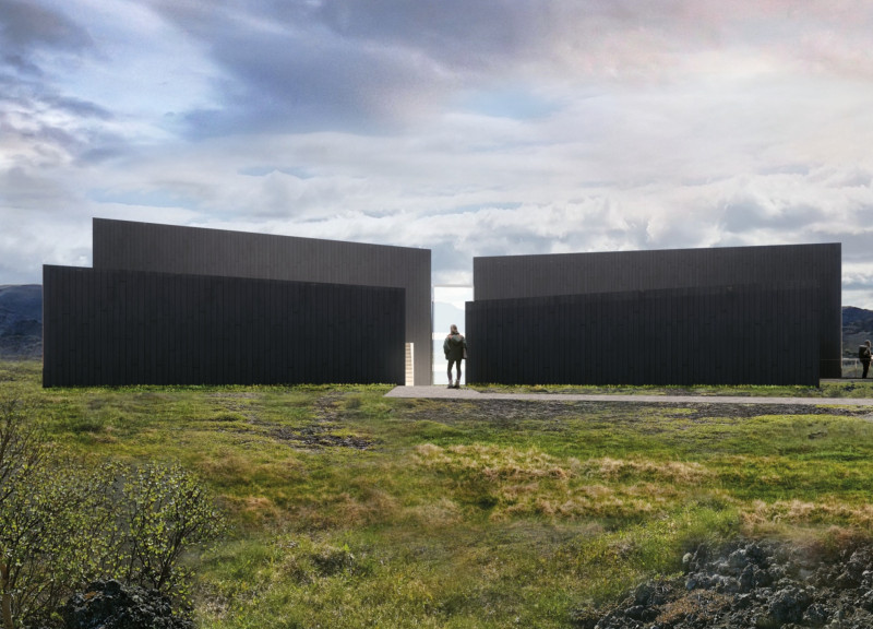 Cinematic Pavilion Featuring Charred Timber Cladding and Viroc Panel Construction in Iceland's Unique Landscape