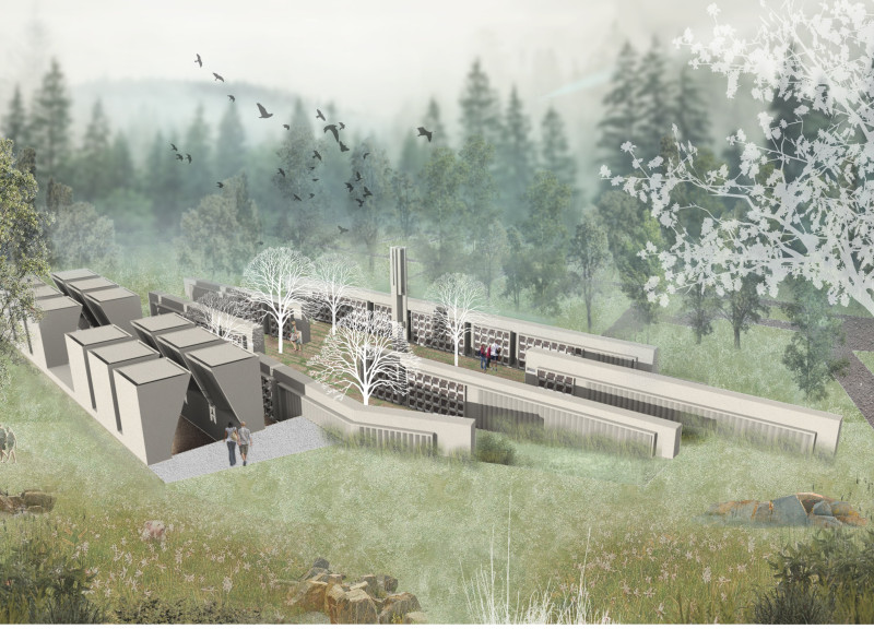 Charnel House With Reinforced Concrete and Natural Stone Connecting Life and Memory
