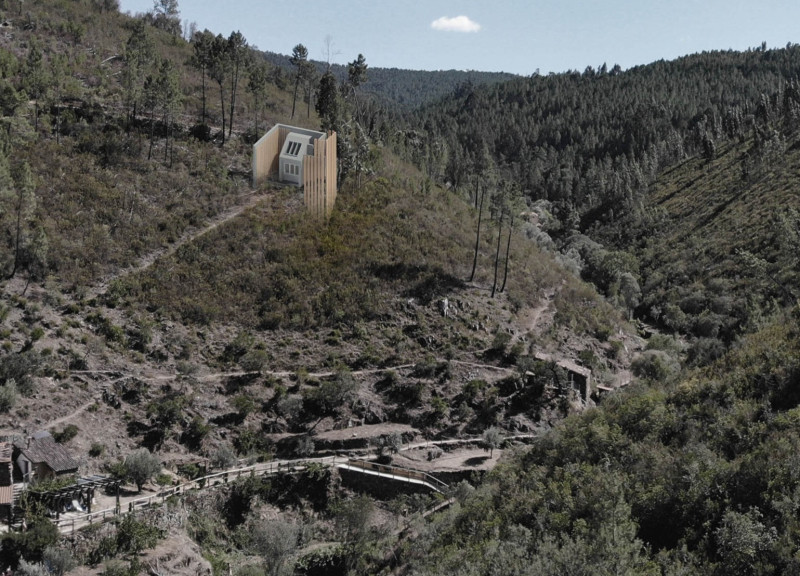 Elevated Mountain Shelter Constructed With Cross-Laminated Timber And Charred Wooden Shingles