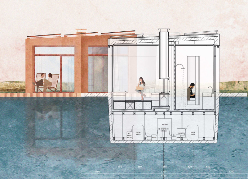Floating Habitat Crafted from Hexagonal Concrete and Timber Elements  