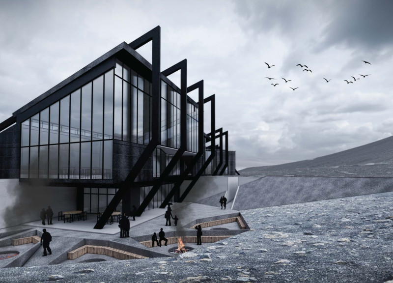 Geothermal Integration With Steel Cladding and Natural Wood Elements in a Community Café  