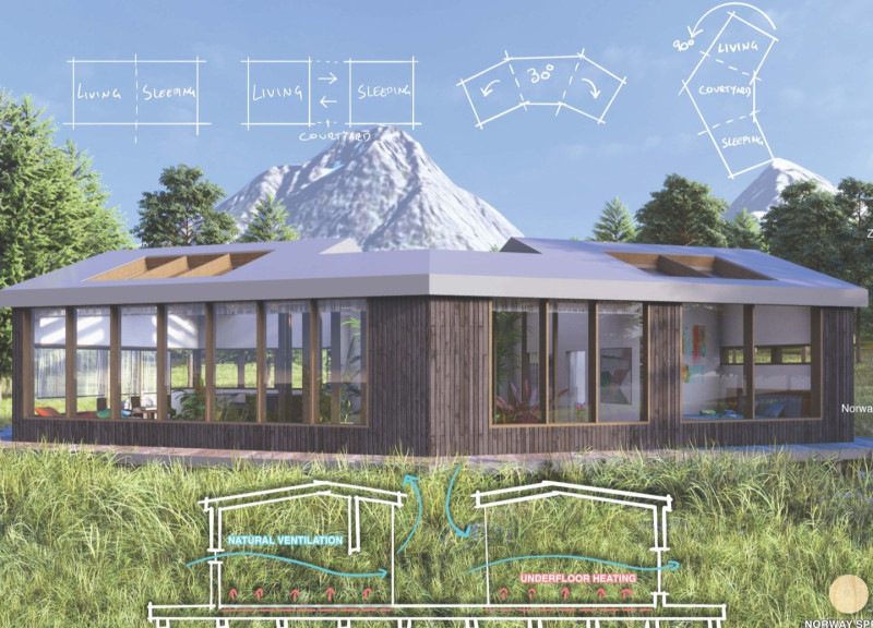 Circular Getaway Crafted From GluLam Timber With Natural Ventilation and Central Courtyard
