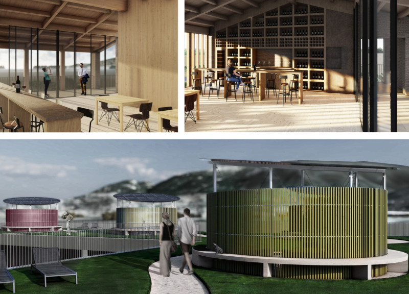 Cylindrical Guesthouses Crafted From Laminated Timber Overlooking Vibrant Vineyard Landscapes