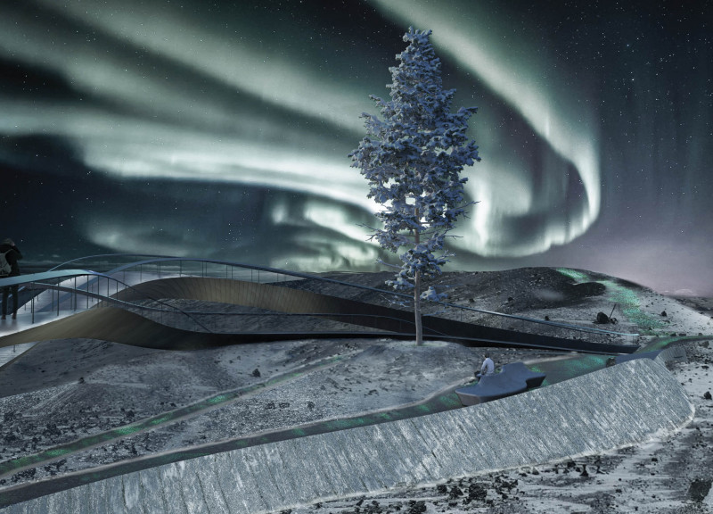 Curvilinear Lookout Crafted from Larch and Aluminum Embracing Natural Landscapes