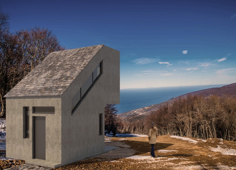Cantilevered Concrete Shelter Embracing Natural Light with Sustainable Timber Elements  