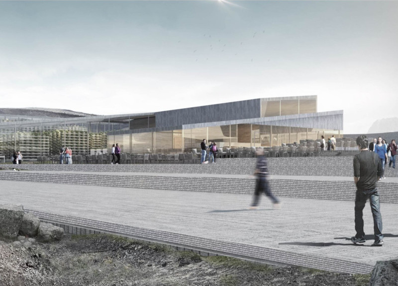 Community hub featuring cross-laminated timber and charred wood shingles in harmony with Iceland's landscape