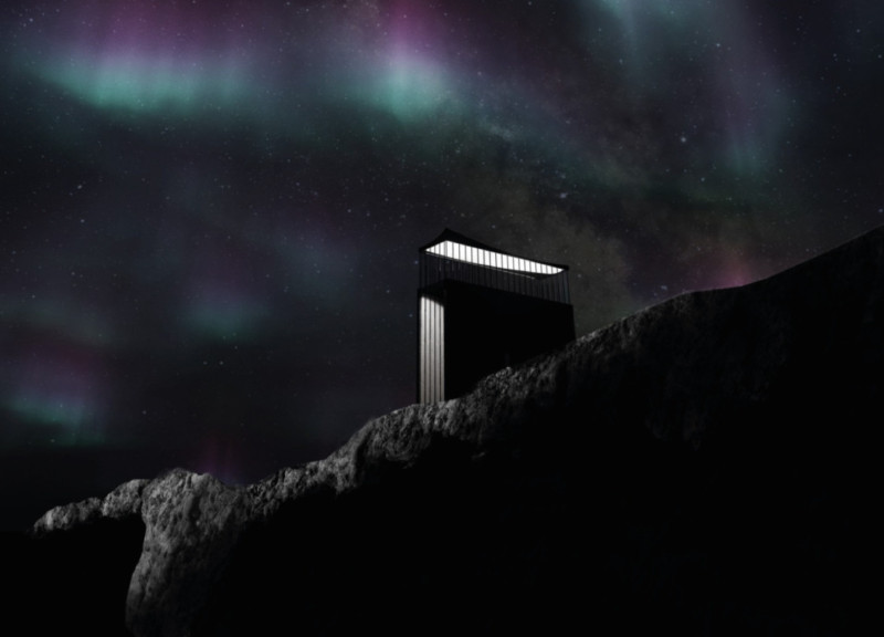 Charred Wooden Shingles and Glass Facade Elevating Aerial Views in a Scenic Observation Tower