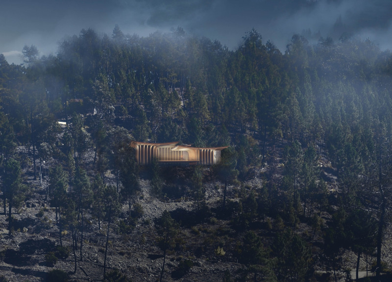 Curvilinear Spaces Crafted with Cross-Laminated Timber and Integrated Zen Garden Fostering Wellness Retreats
