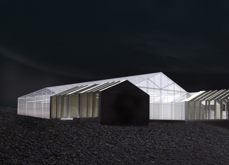 Volcanic Stone and Glasshouse Synergy in Community-Centric Agricultural Space