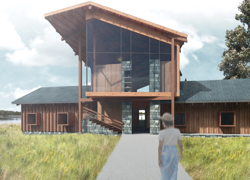 Breezeway Integration with Cross-Laminated Timber and Stone in Sustainable Family Living  