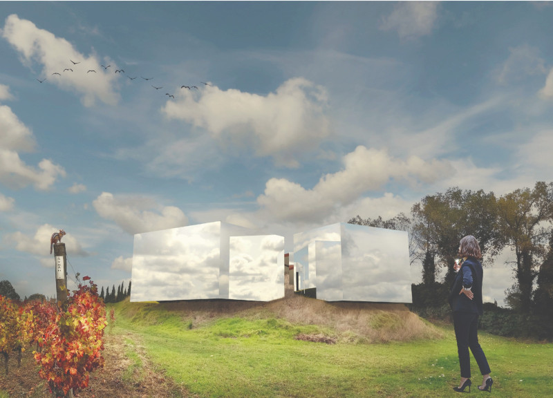 Mirrored Glass Facades Enhance Vineyard Experience While Integrating Concrete and Wood Elements