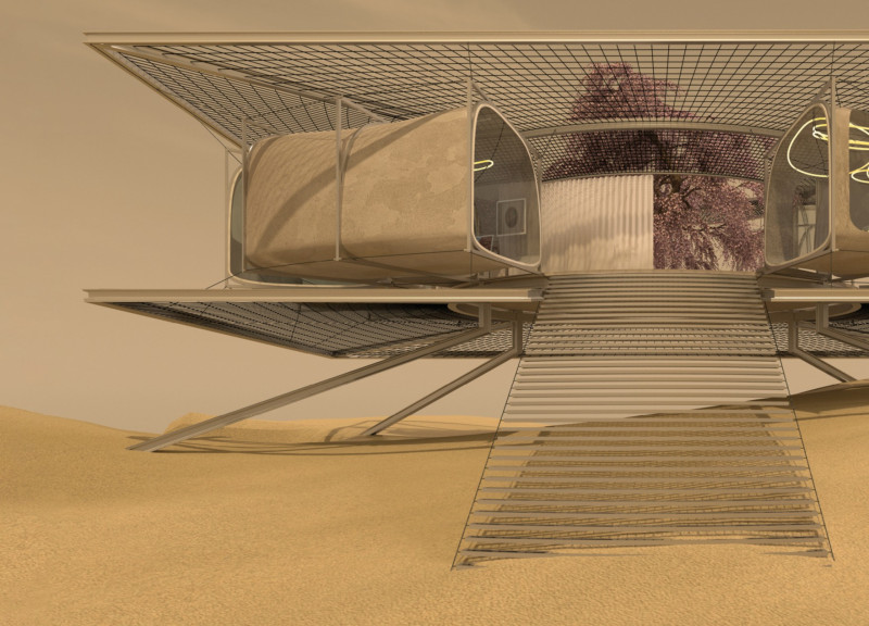 Suspended Steel Frames and Natural Light in a Multifunctional Desert Retreat