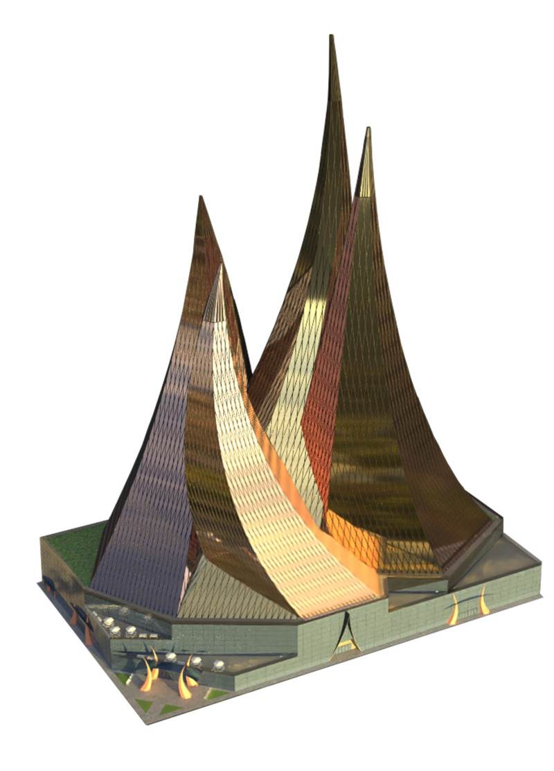 Verandas and Wind Turbines Surrounded by A Coastal Skyline