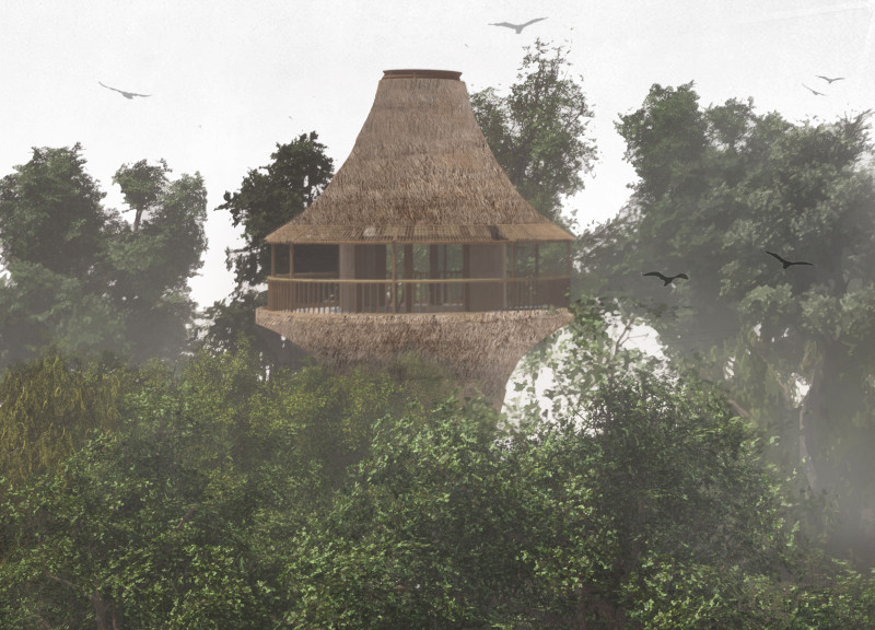 Elevated Bamboo Structures Nestled in Natural Harmony for Mindful Retreats