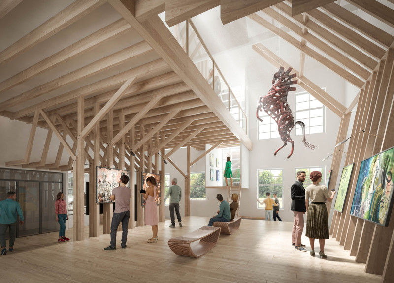 Charred Wooden Shingles and Natural Wood Accents Transforming a Historical School Into a Dynamic Community Museum