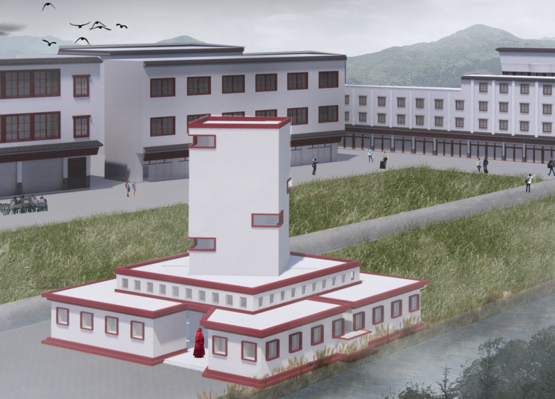 Embracing Natural Stone and Glass Facades Within a Spiraled Sanctuary for Spiritual Reflection