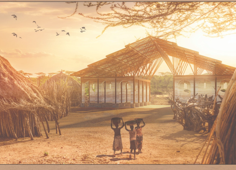 Rammed Earth Structure Emphasizing Natural Textures and Community Engagement