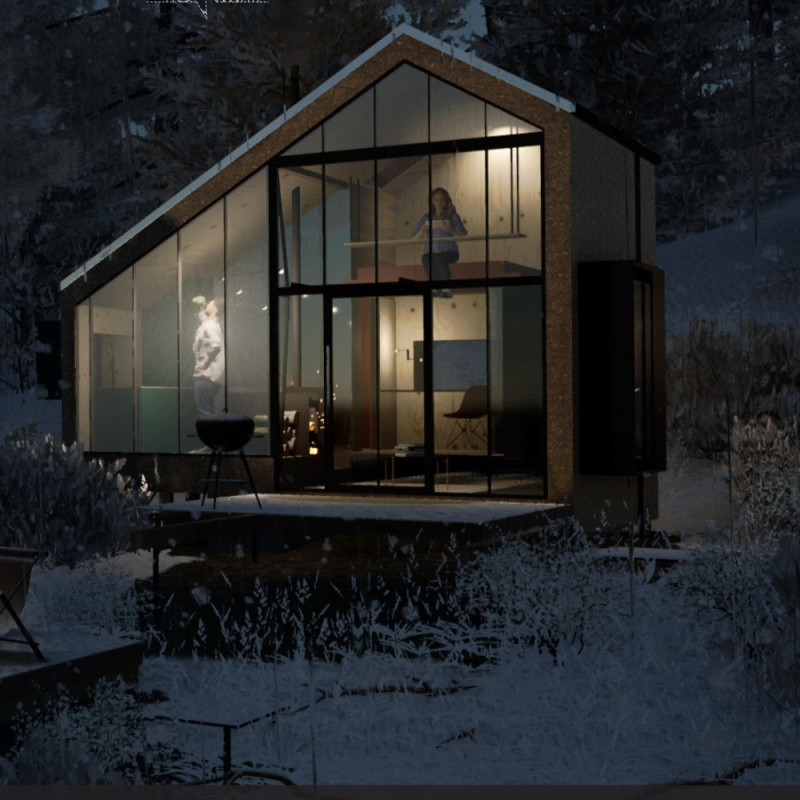Bark Cladding and Rockwool Insulation in a Flexible Microhome Design
