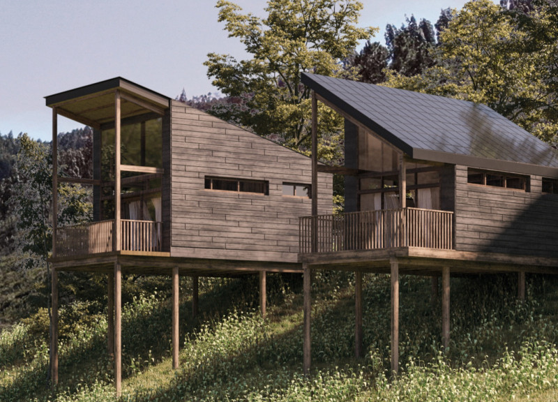 Reed Bed Systems and Straw Insulation Nestled in Natural Terrain for a Wellness Retreat  