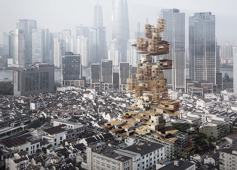 Charred Wooden Shingles Forming Adaptable Living Spaces Within a High-Density Urban Context