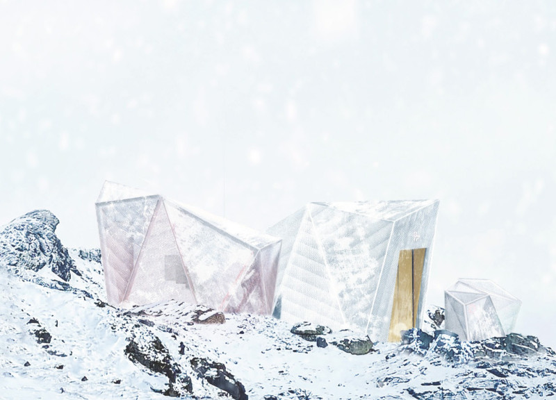 Polycarbonate Shelters Elevated Above Glacial Terrain for Sustainable Climbing Experiences