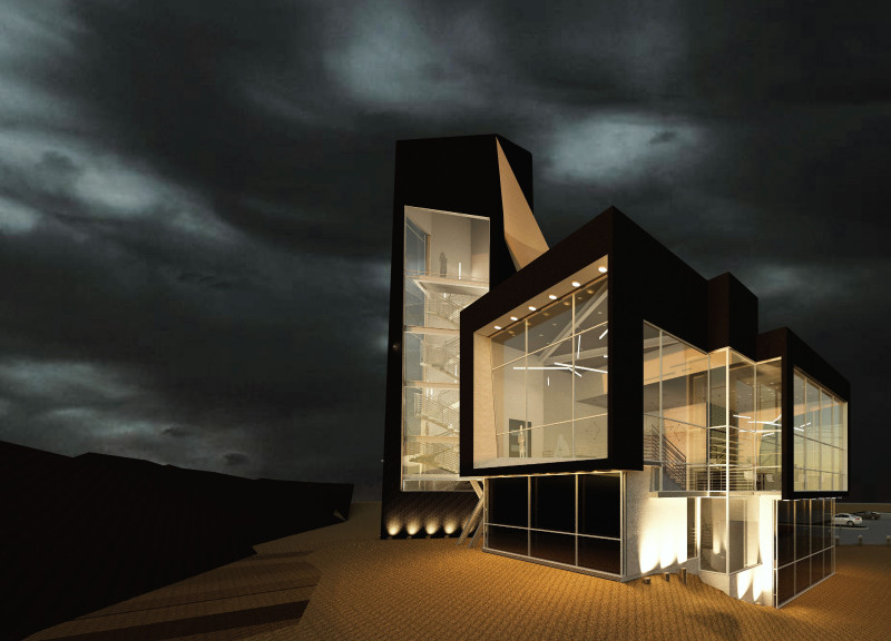 Obsidian Facades and Trombe Walls Elevate Sustainable Community Spaces