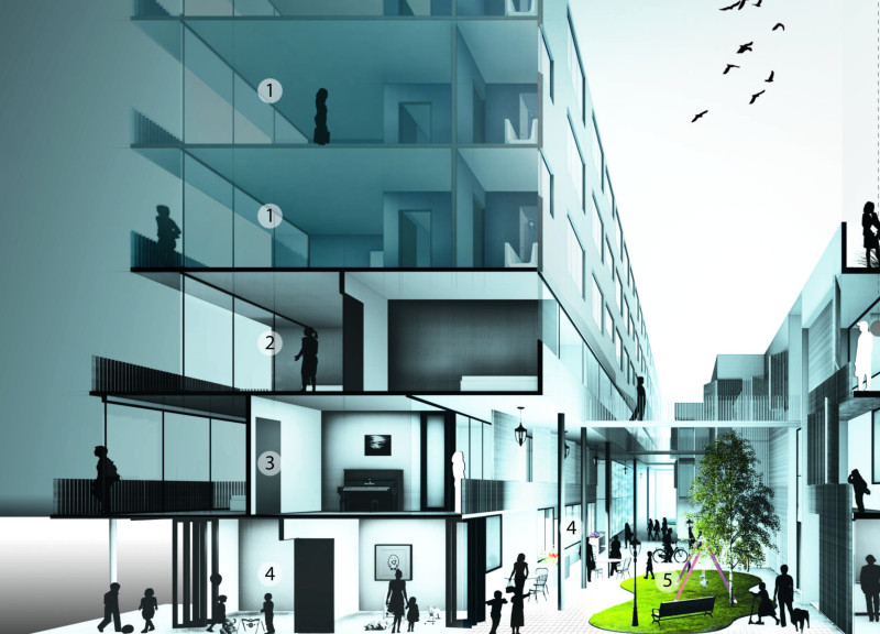 Charred Wooden Shingles and Concrete Facades in a Community-Centric Urban Residency  