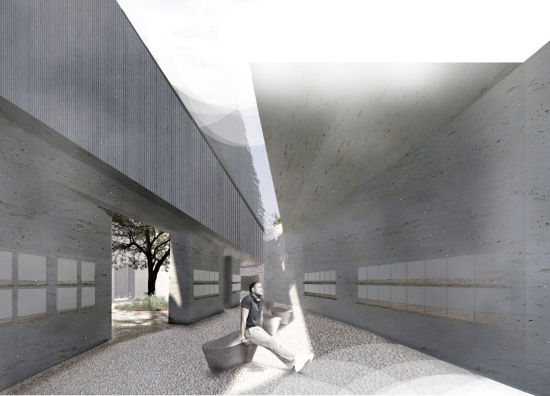 Natural Stone and Copper Integration in a Columbarium for Commemoration and Reflection  
