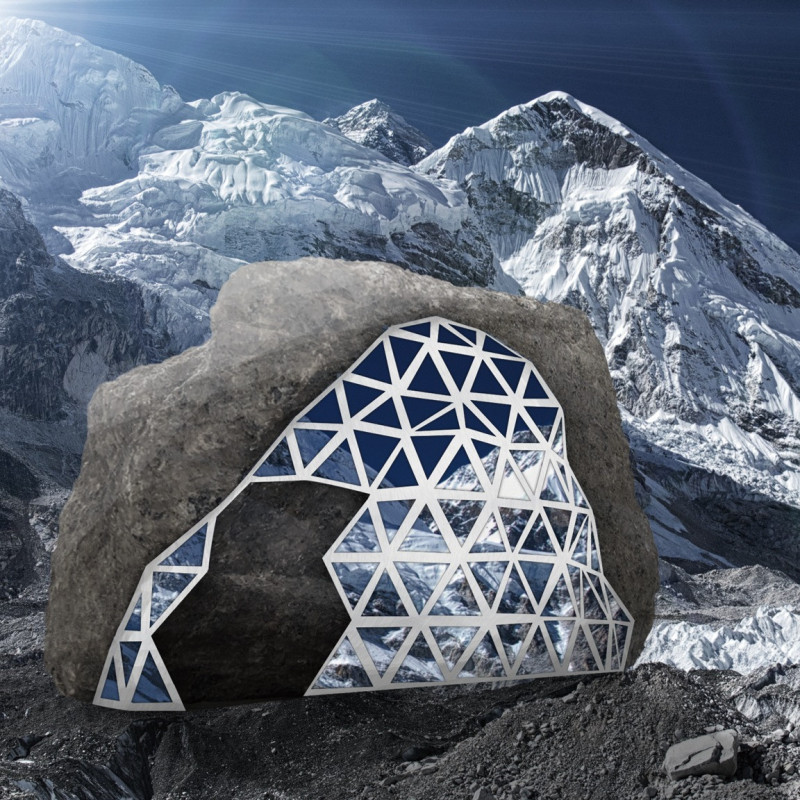 Reflective Glass and Natural Stone Rest Stop Blending Seamlessly with the Himalayan Landscape