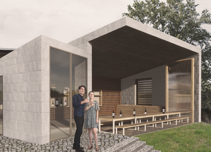 Charred Wood Accents and Mechanic Tiles Form a Vineyard Tasting Oasis