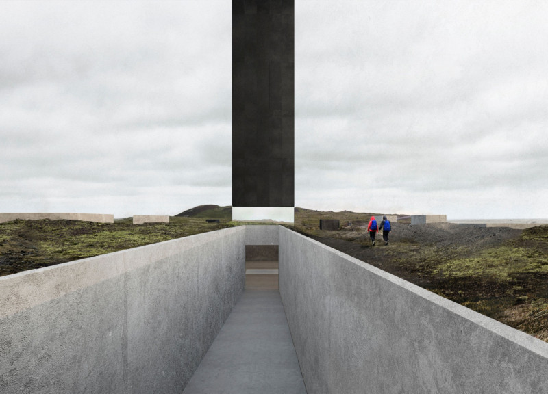 Monolithic Structure Built with Black Steel and Geothermal Features for Environmental Engagement