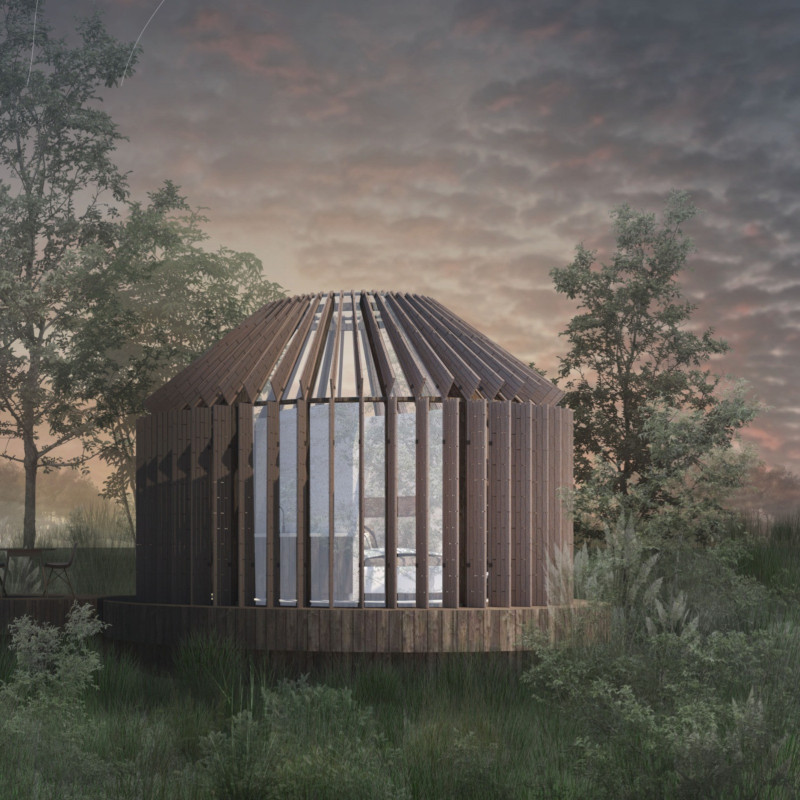 Charred Wooden Shingles and Cross-Laminated Timber Panels Shape a Multifunctional Community Space  