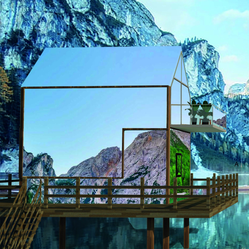 Reflective Glass Facade and Charred Wood Cladding Defining a Sustainable Residence in the Alps  