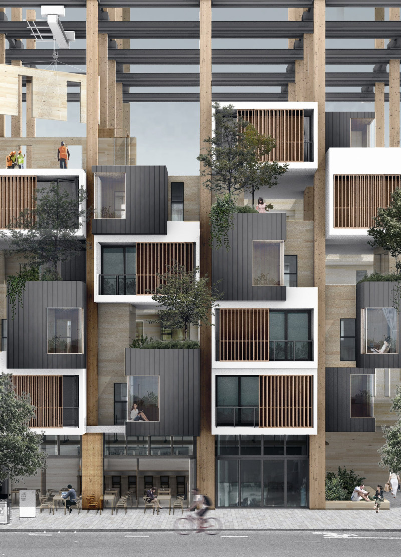 Cross-Laminated Timber Panels and Vertical Gardens Shape Urban Community Living