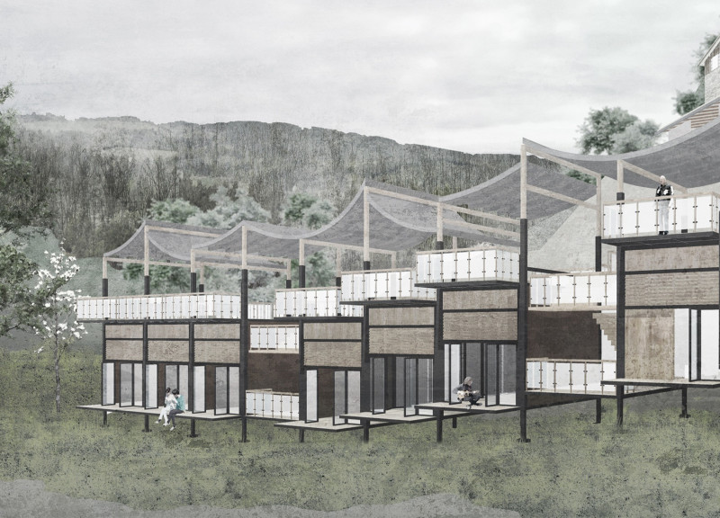 Thatch Roofs and Adjustable Pillars Create Tranquil Retreats in Natural Setting