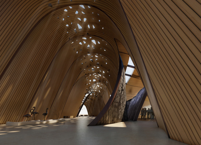 Fluid Shells of Bamboo and Timber Embracing Wetland Ecology  