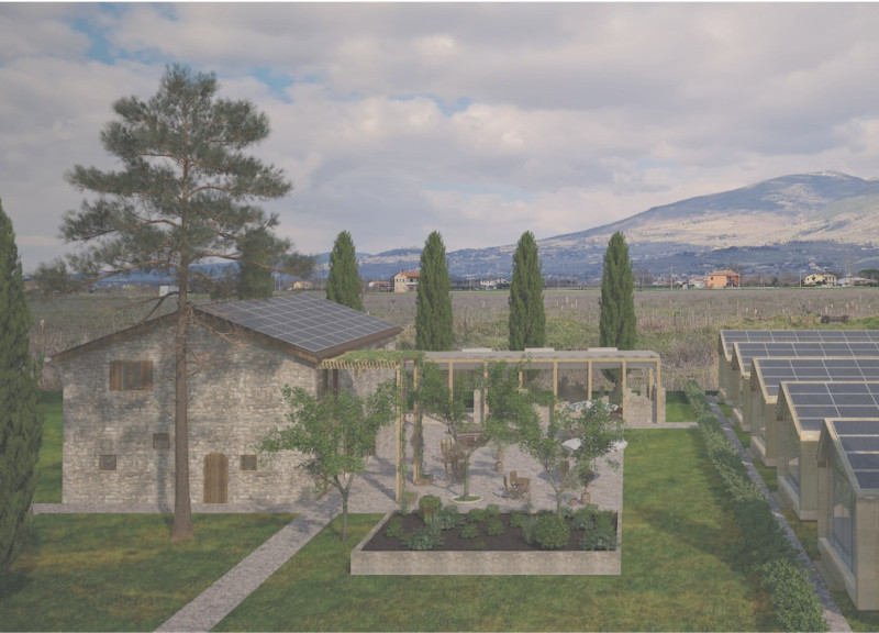 Cork Façade and Travertine Integration in a Sustainable Wine-Focused Community Space