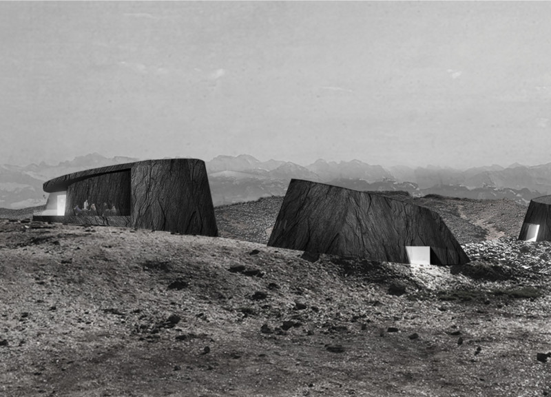 Lava Stone Facade Embracing Natural Light in a Volcanic Landscape Community Space