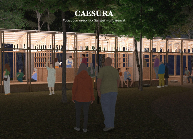Hemp-Curtained Pavilion with Polycarbonate Roof Integrating Timber and Community Engagement