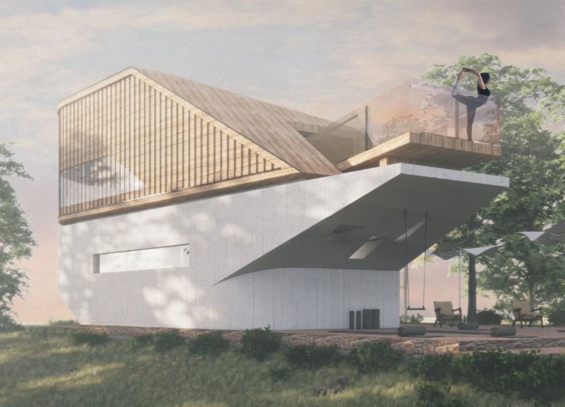 Cantilevered Glass Facades Harmonizing With Local Stone In A Sustainable Yoga Retreat  