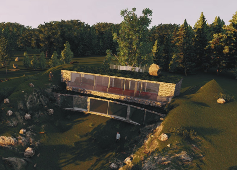 Residential Home Embracing Natural Elements with Curvilinear Form and Sustainable Materials  