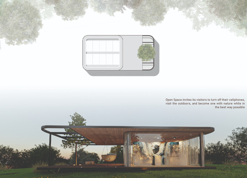 Translucent Glass Partitions and Sustainable Wooden Elements Define A Compact Natural Retreat