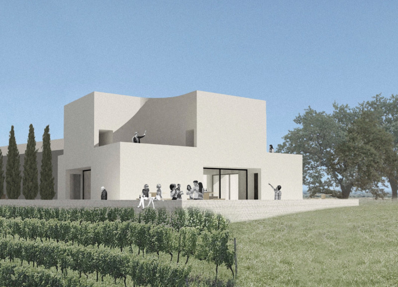 Vaulted Spaces and Warm Stucco Create an Engaging Wine Tasting Pavilion Experience