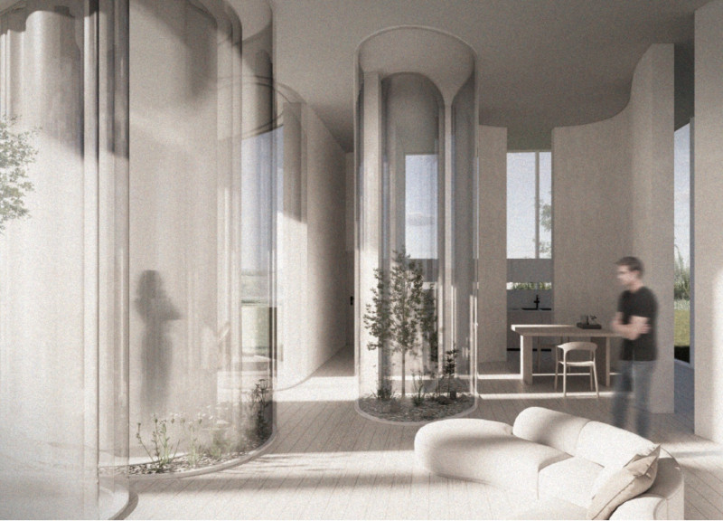 Silhouette Curtains and Biophilic Elements Enhance Transparency in Residential Living